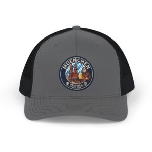 München Vintage Beer Badge Snapback Trucker Cap Lovers of Munich Hat with Unique DTF Badge Design
