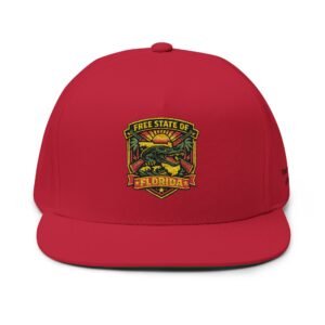 Florida Shield Embroidered Flat Bill Cap Free State of Florida Customizable Classic Hat Yupoong