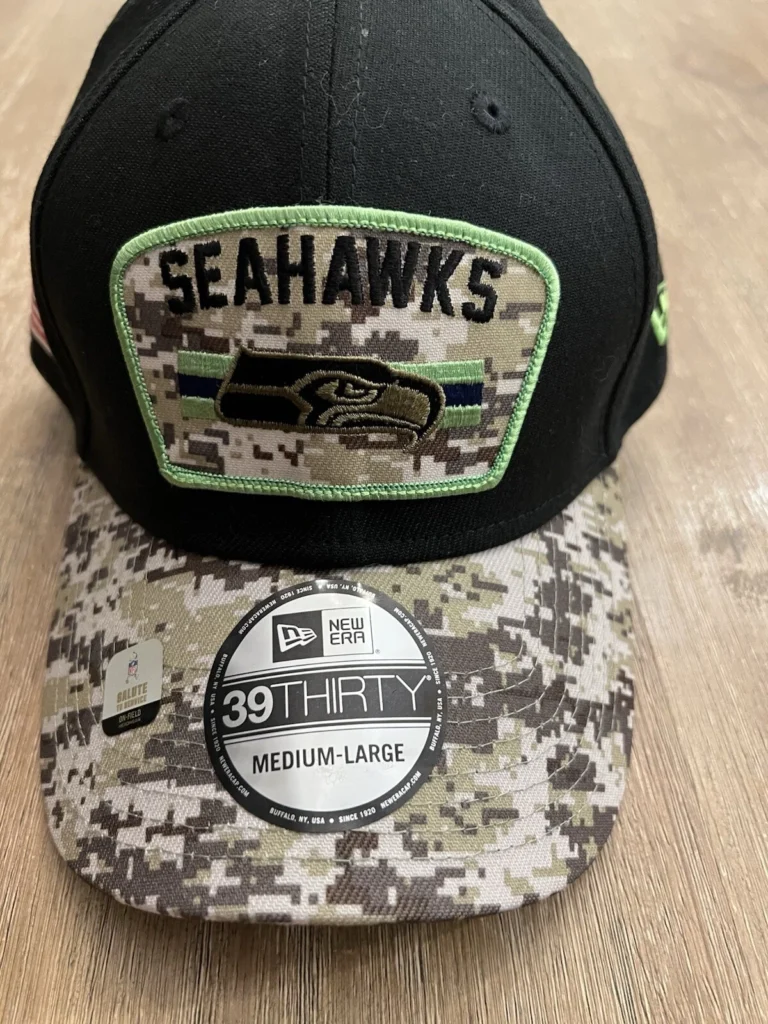 Seattle Seahawks New Era 39Thirty Stretch Cap/Hat Men’s M/L Salute to Service